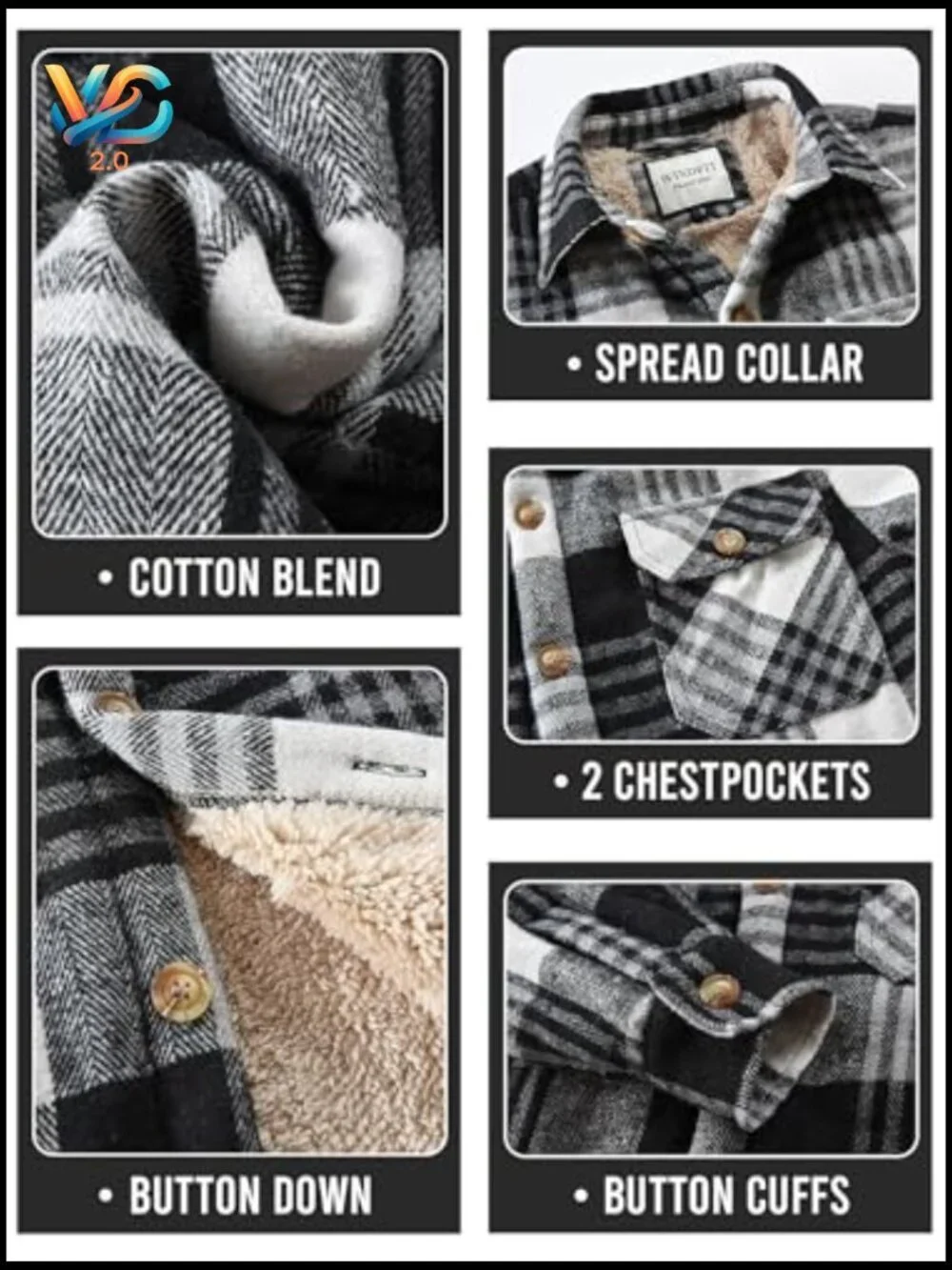 Men's Cotton Sherpa Lined Button Down Flannel Shirt Jacket Plaid Soft Outdoor